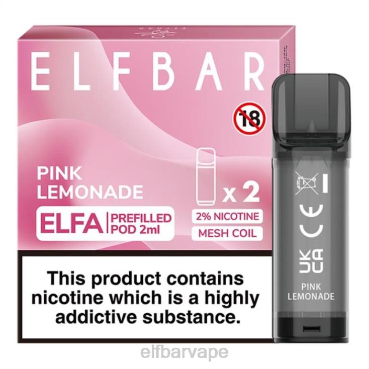 ELF BAR VAPE | 8TJRH111ELFBAR Elfa Pre-Filled Pod - 2ml - 20mg (2 Pack) Pink Lemonade