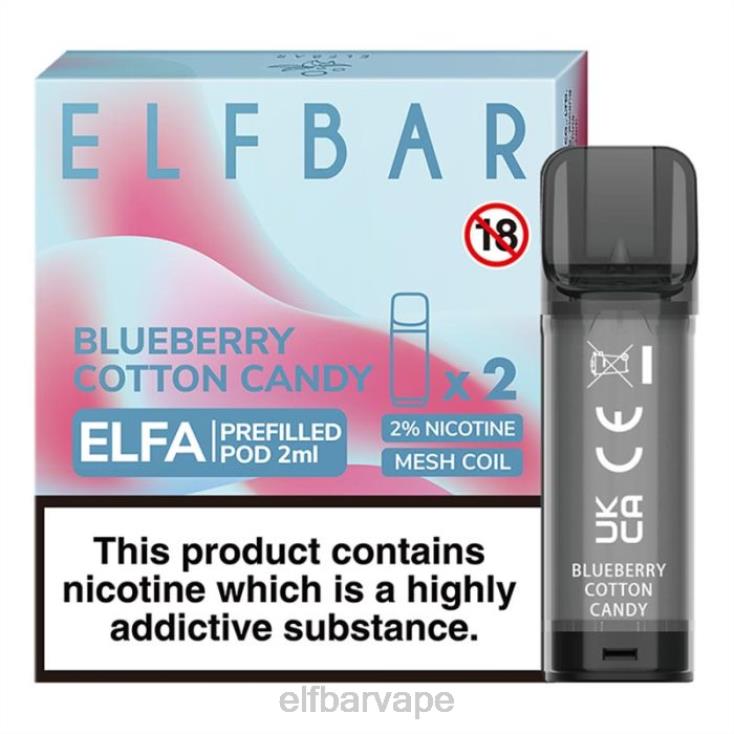 ELF BAR VAPE SOUTH AFRICA | 8TJRH124ELFBAR Elfa Pre-Filled Pod - 2ml - 20mg (2 Pack) Blueberry Cotton Candy